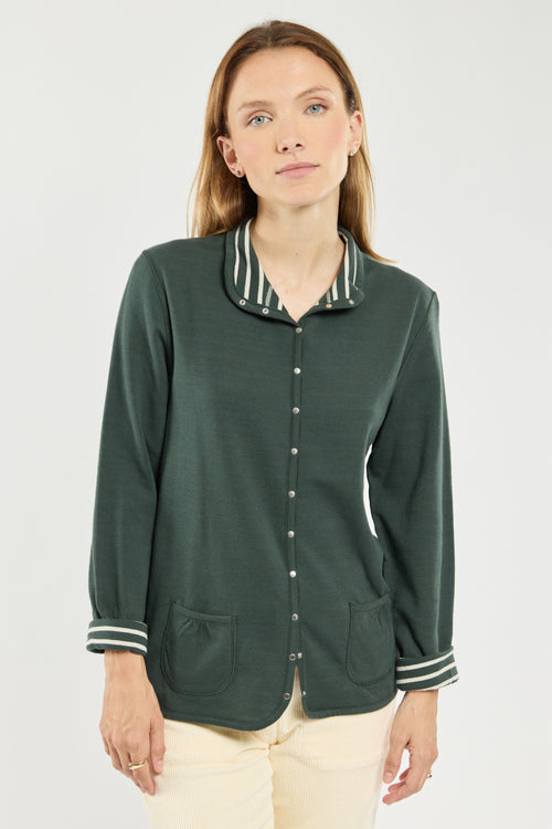 armor-lux-veste-r-versible-femme-coton-vert-beige-ray image 5