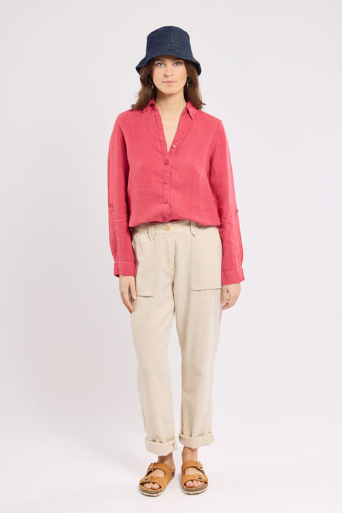 armor-lux-blouse-unie-lin-100-col-v-femme image 4