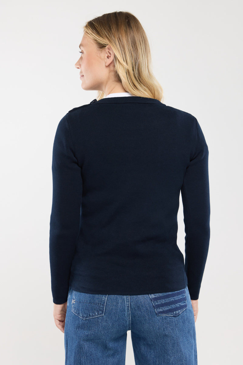 armor-lux-pull-marin-groix-femme-coton-col-rond-boutons-paule image 4