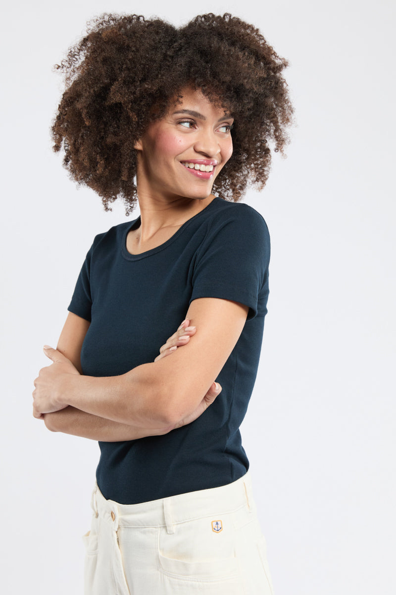 armor-lux-t-shirt-plogoff-femme-coton-col-rond-manches-courtes image 2