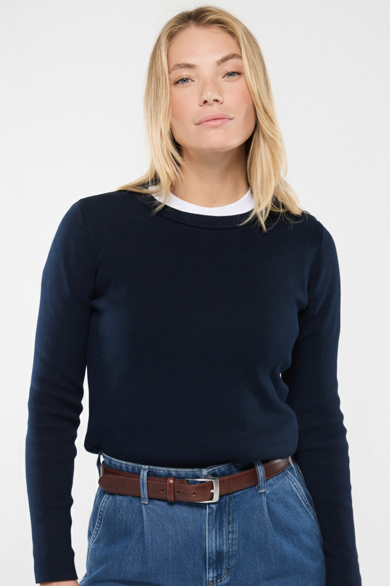 armor-lux-pull-marin-groix-femme-coton-col-rond-boutons-paule image 5