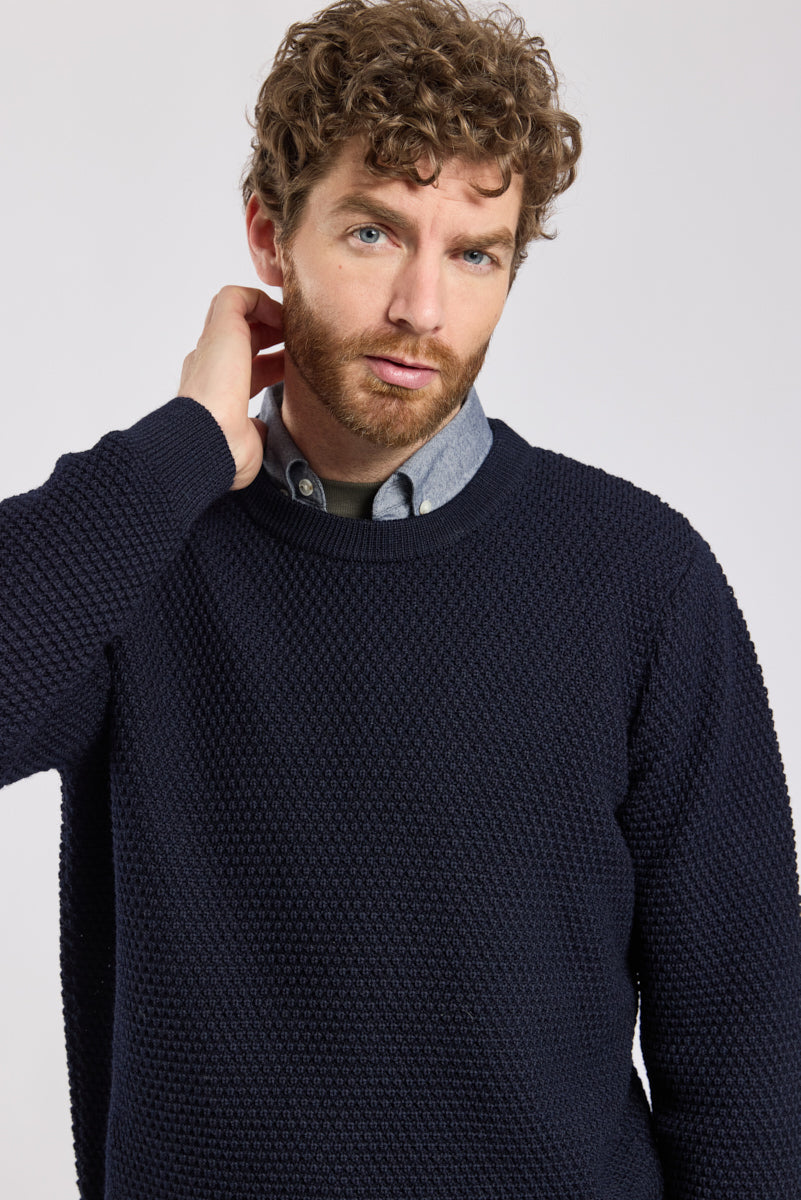 armor-lux-pull-col-rond-heritage-homme-100-laine-point-fantaisie image 2