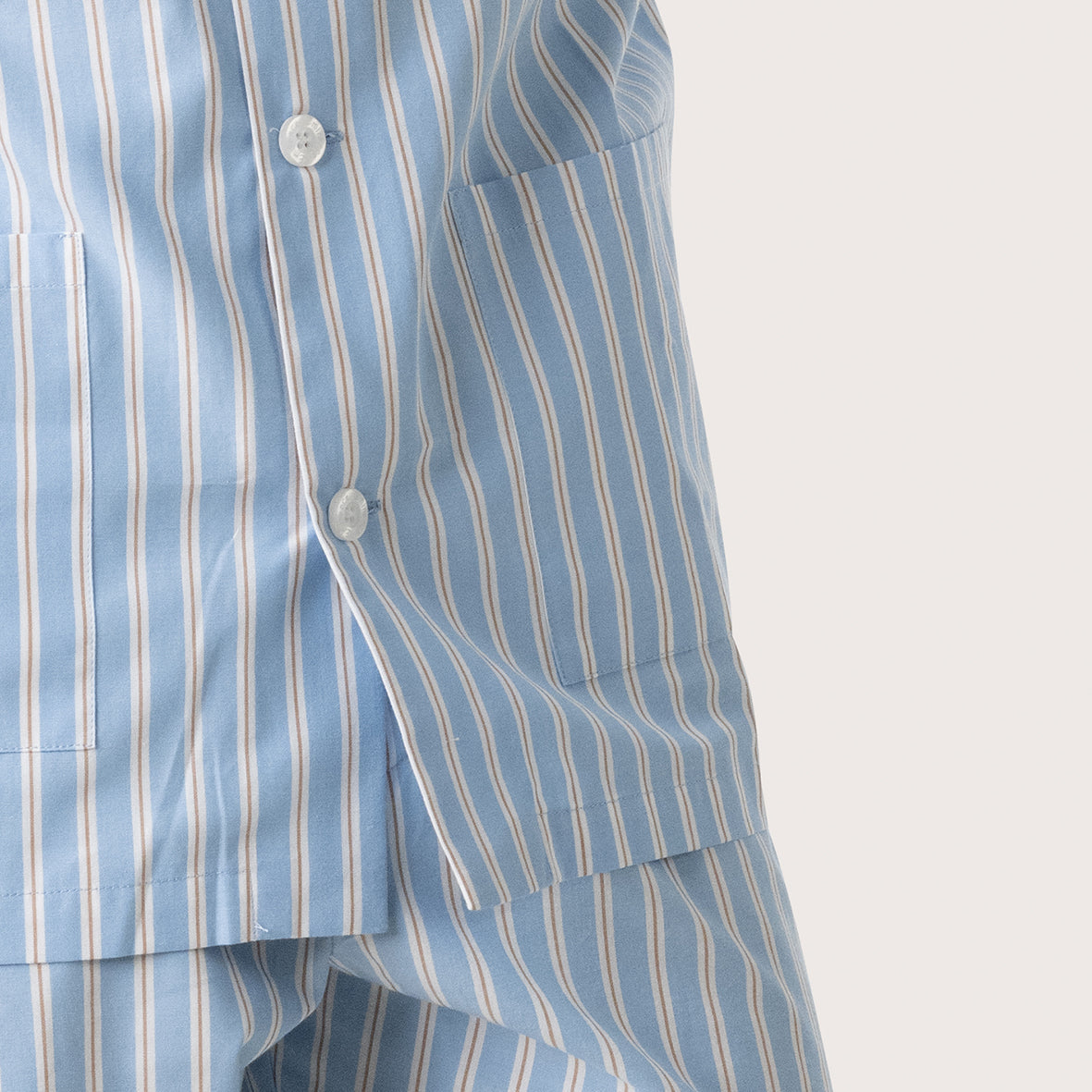eminence-pyjama-court-ouvert-homme-popeline-ray-ciel-camel image 3