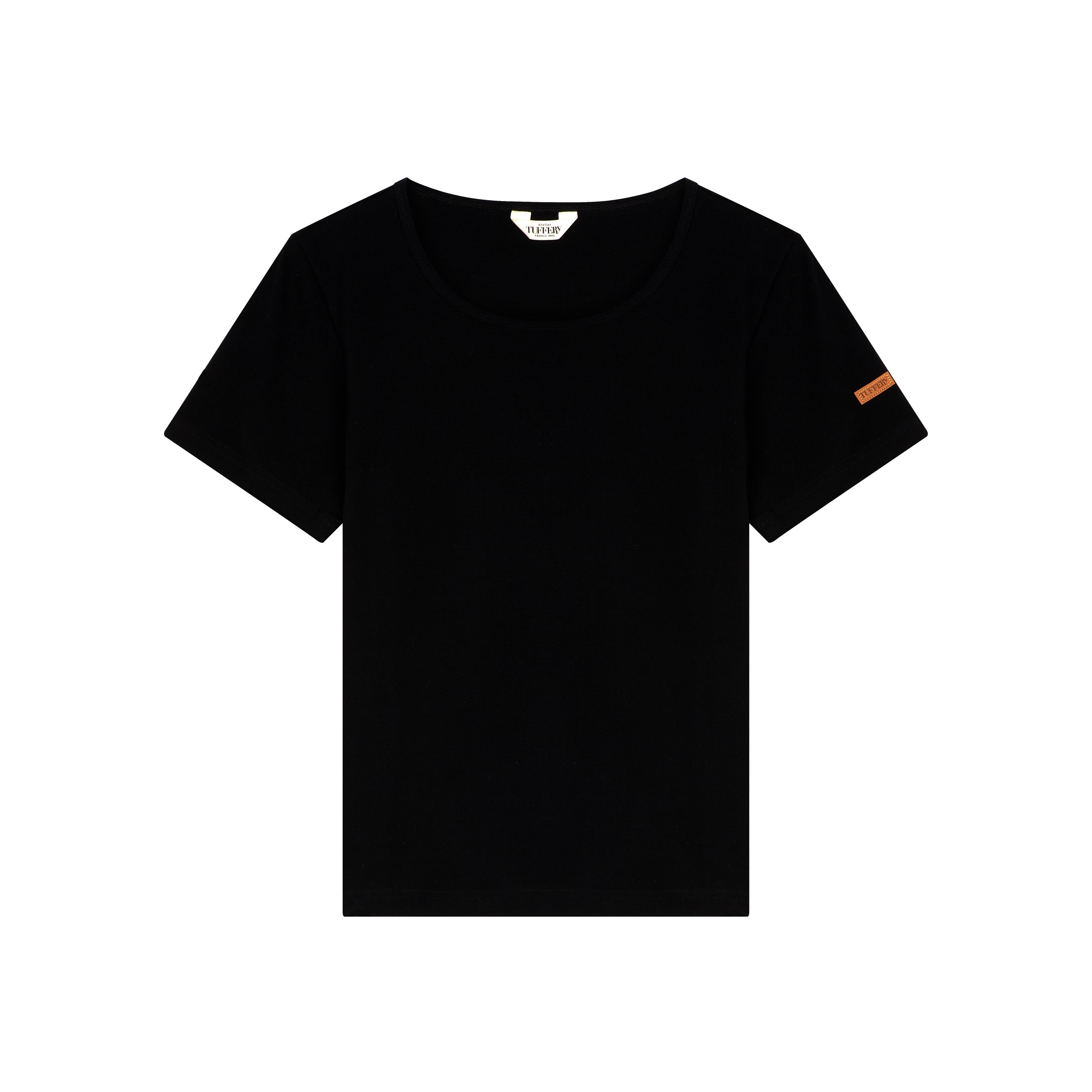 atelier-tuffery-t-shirt-femme-noir-coton-bio-col-rond image 1