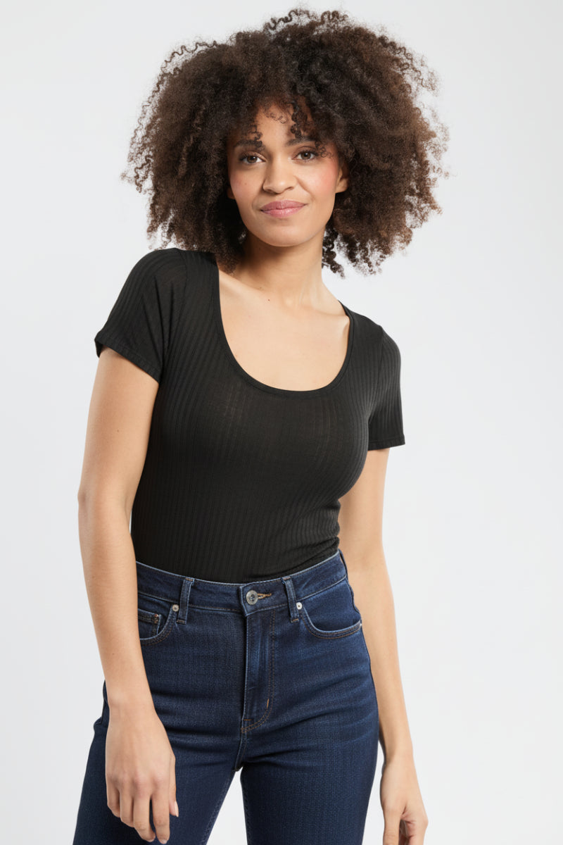 armor-lux-t-shirt-uni-femme-lyocell-coton-col-rond image 1
