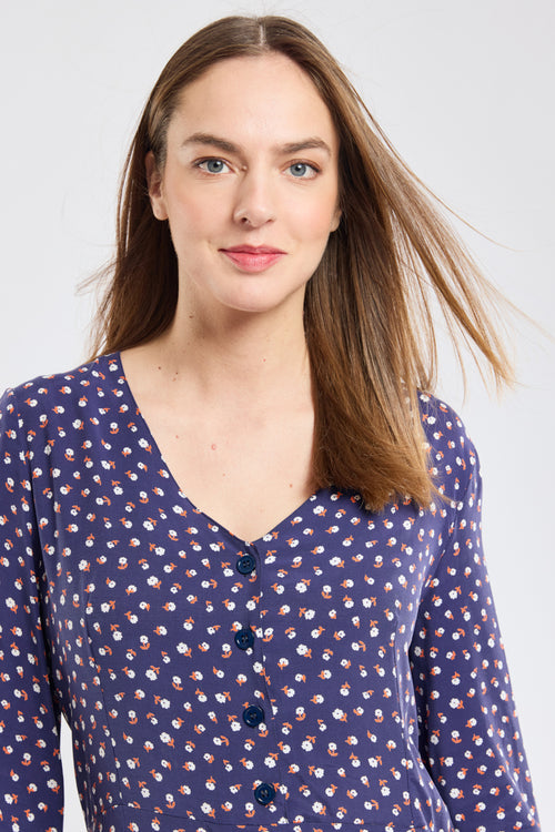 armor-lux-h-ritage-robe-fleurie-femme-cupro-manches-3-4 image 3