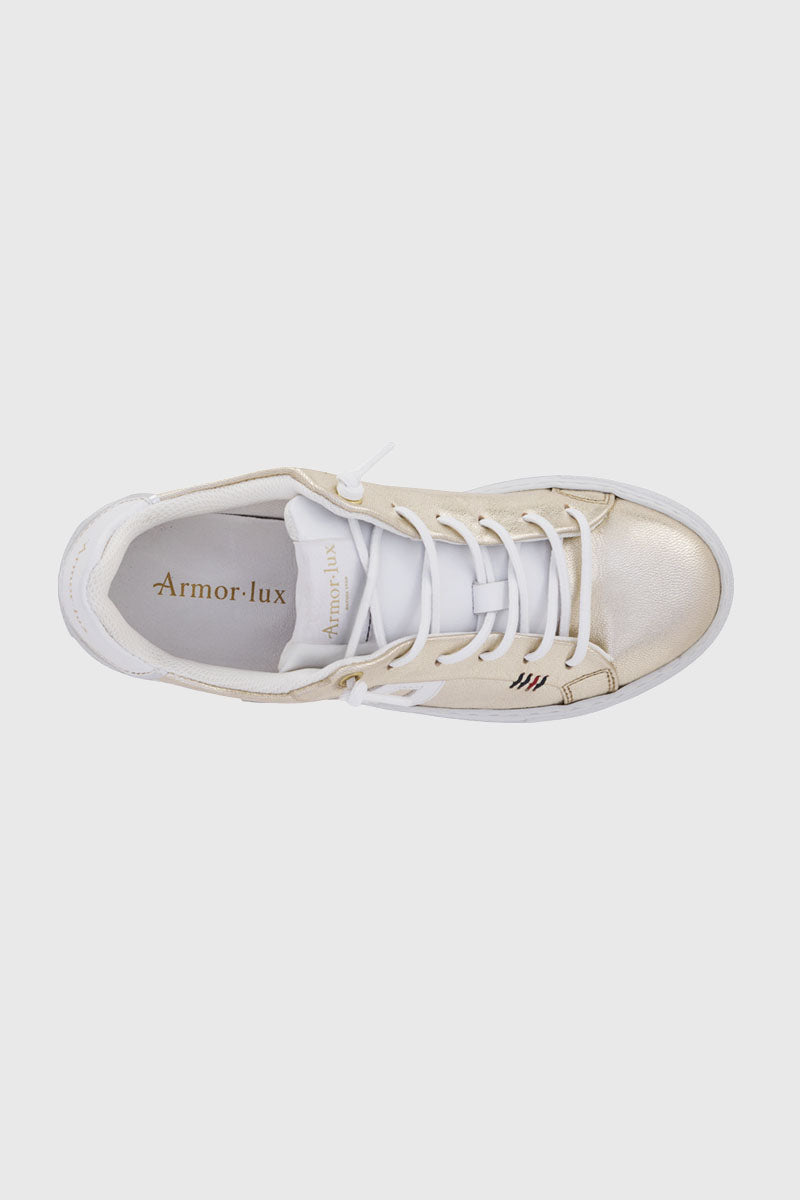 armor-lux-baskets-basses-regate-cuir-dor image 2