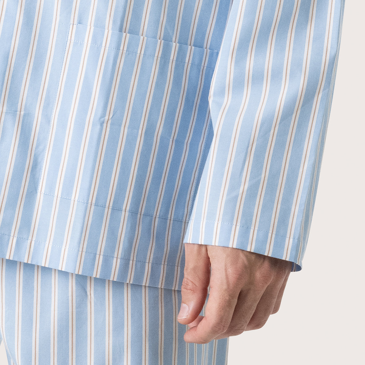 eminence-pyjama-long-homme-popeline-coton-rayures-ciel-camel image 3