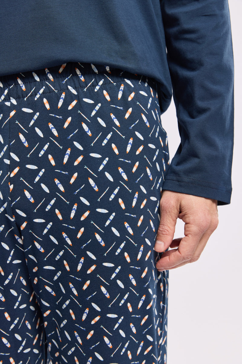 armor-lux-pyjama-homme-coton-haut-uni-pantalon-imprim image 5