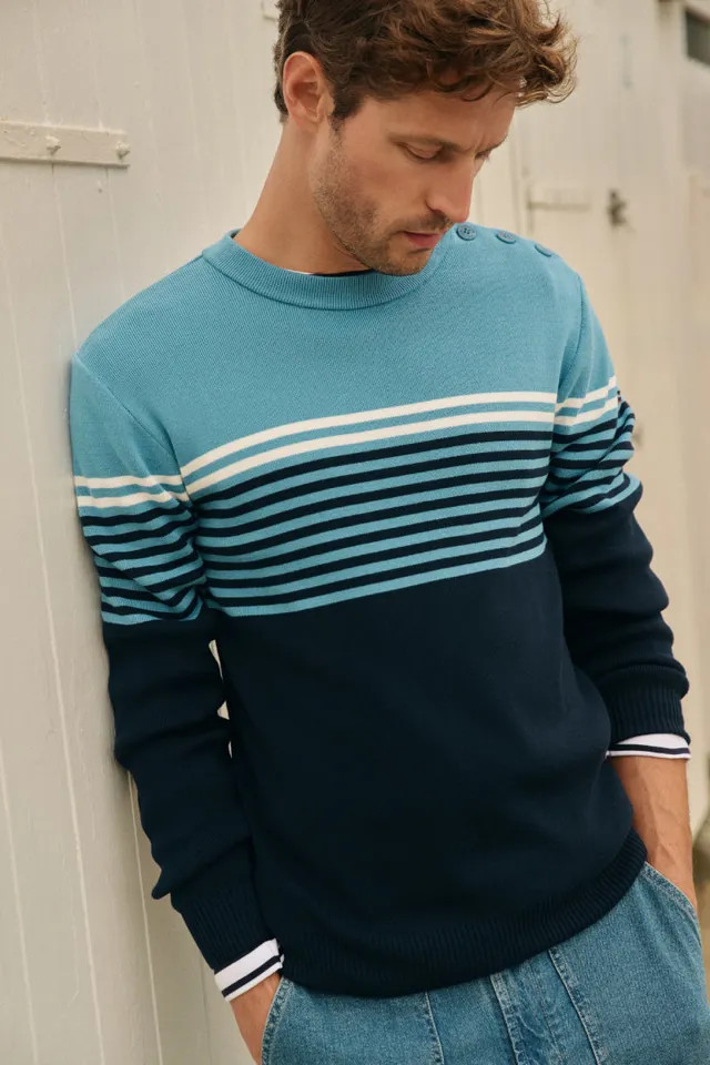 armor-lux-pull-marin-ray-groix-coton-homme image 1