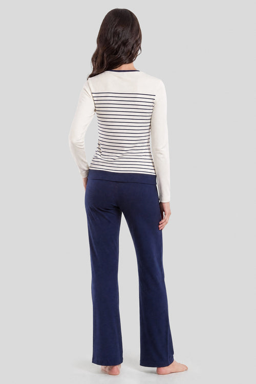 pyjama-long-ray-armor-lux-femme-100-coton-marin image 5