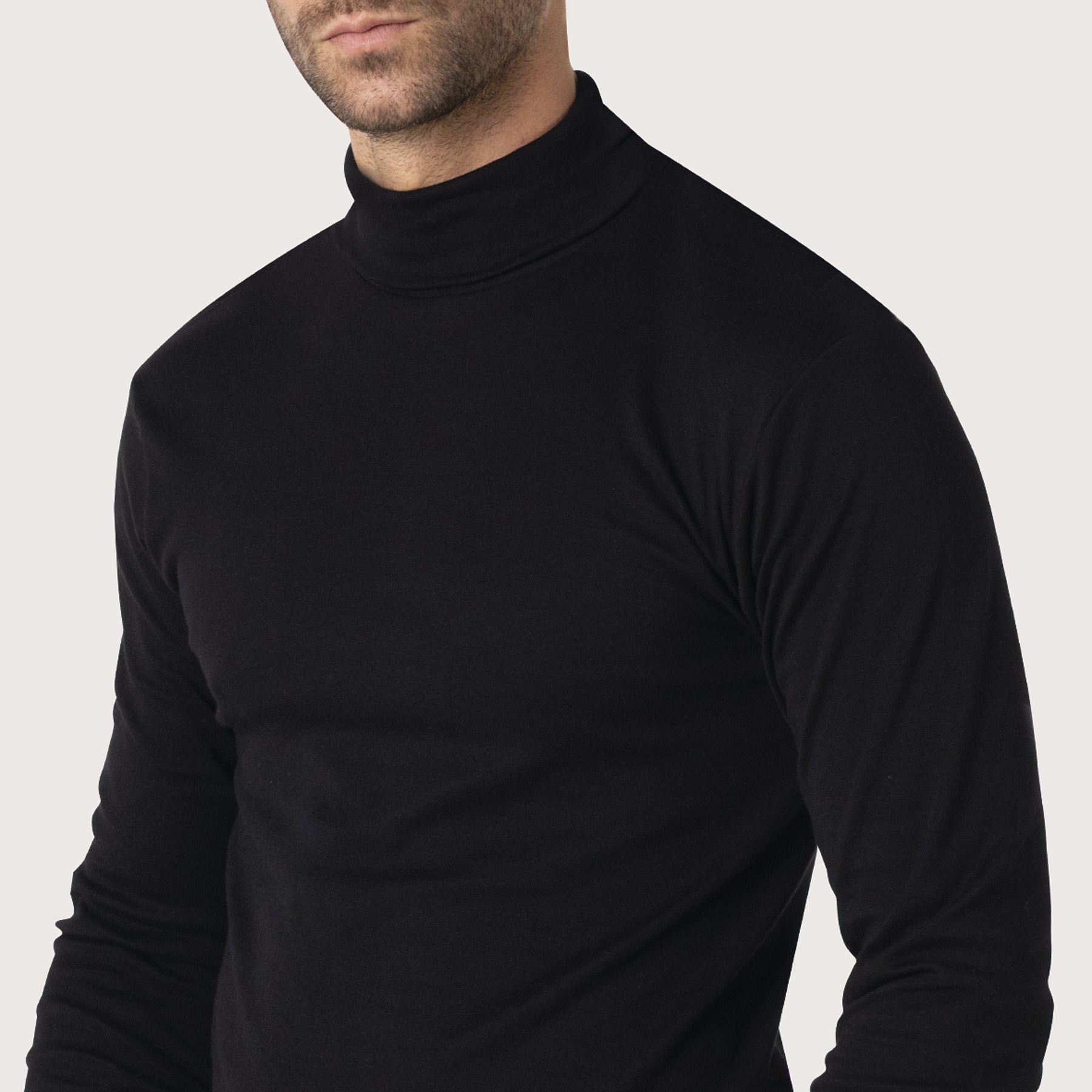 eminence-tee-shirt-col-roul-manches-longues-homme-pur-coton-noir image 3