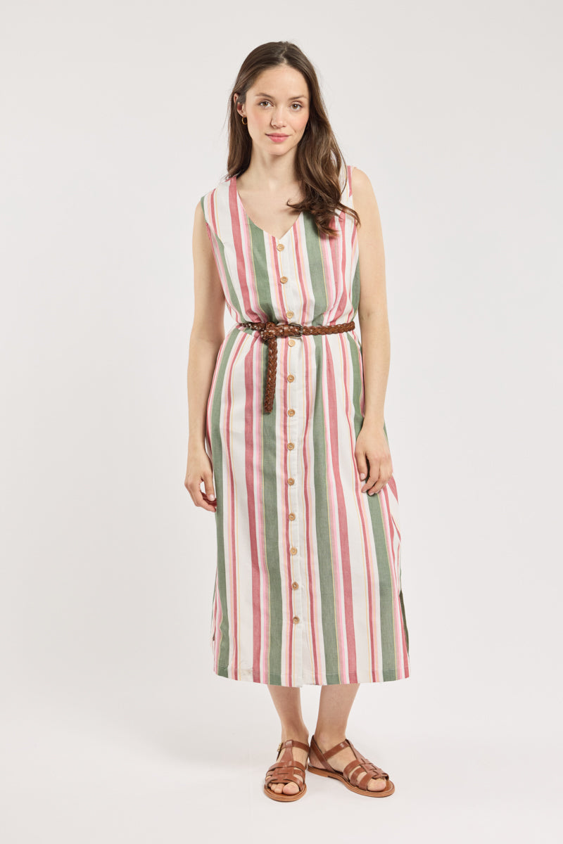 armor-lux-robe-longue-ray-e-femme-coton-col-v image 1