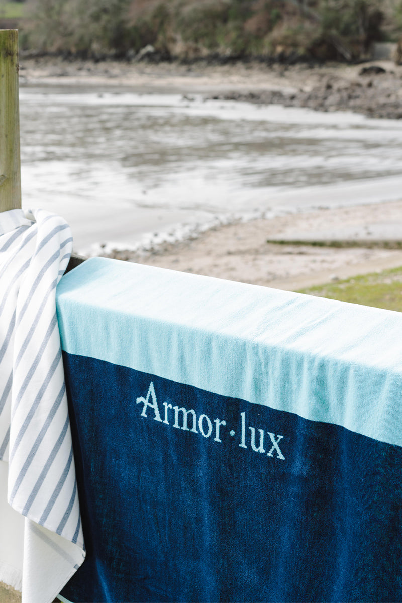armor-lux-drap-de-plage-90x160-cm-coton-bicolore-brod image 2