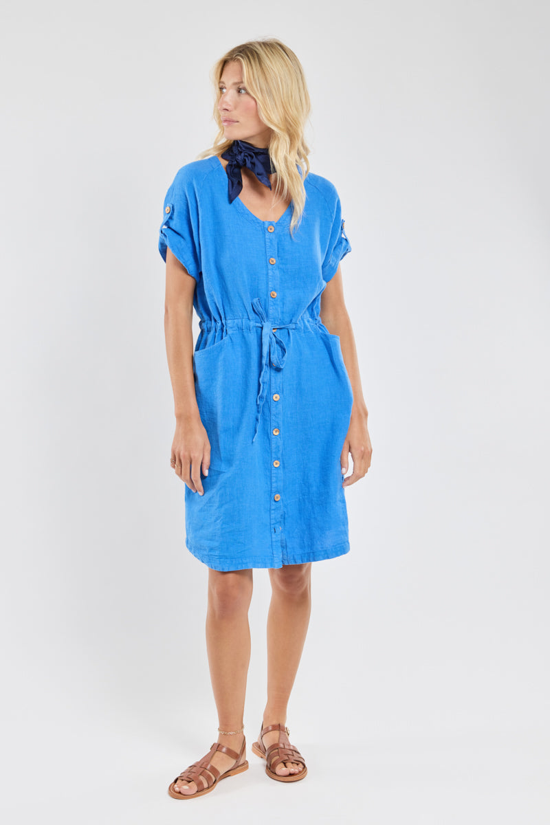 armor-lux-robe-ceintur-e-femme-lin-col-v image 2