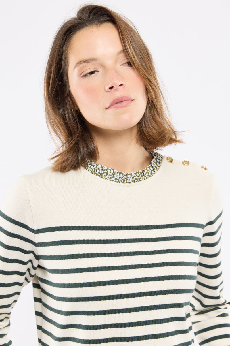 armor-lux-marini-re-femme-col-fleuri-coton-rustique image 2