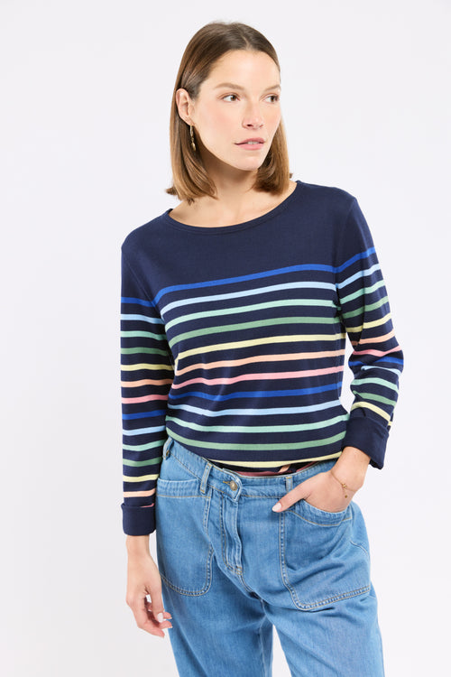 armor-lux-marini-re-femme-coton-rayures-bretonnes-manches-longues image 2
