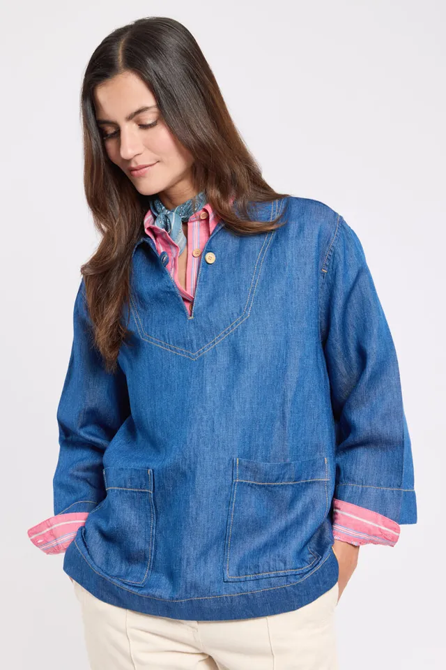 armor-lux-vareuse-denim-heritage-lyocell-et-lin-femme image 1