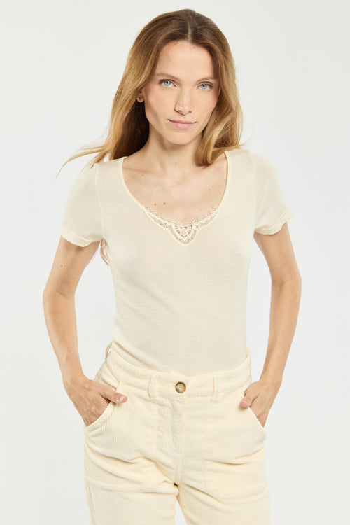 armor-lux-t-shirt-col-dentelle-laine-et-soie-femme-3 image 2