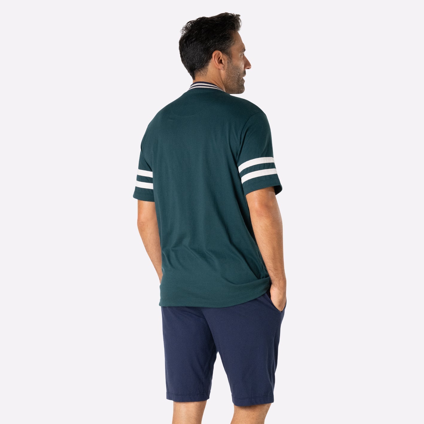 eminence-pyjama-court-club-jersey-coton-vert-marine-homme image 5