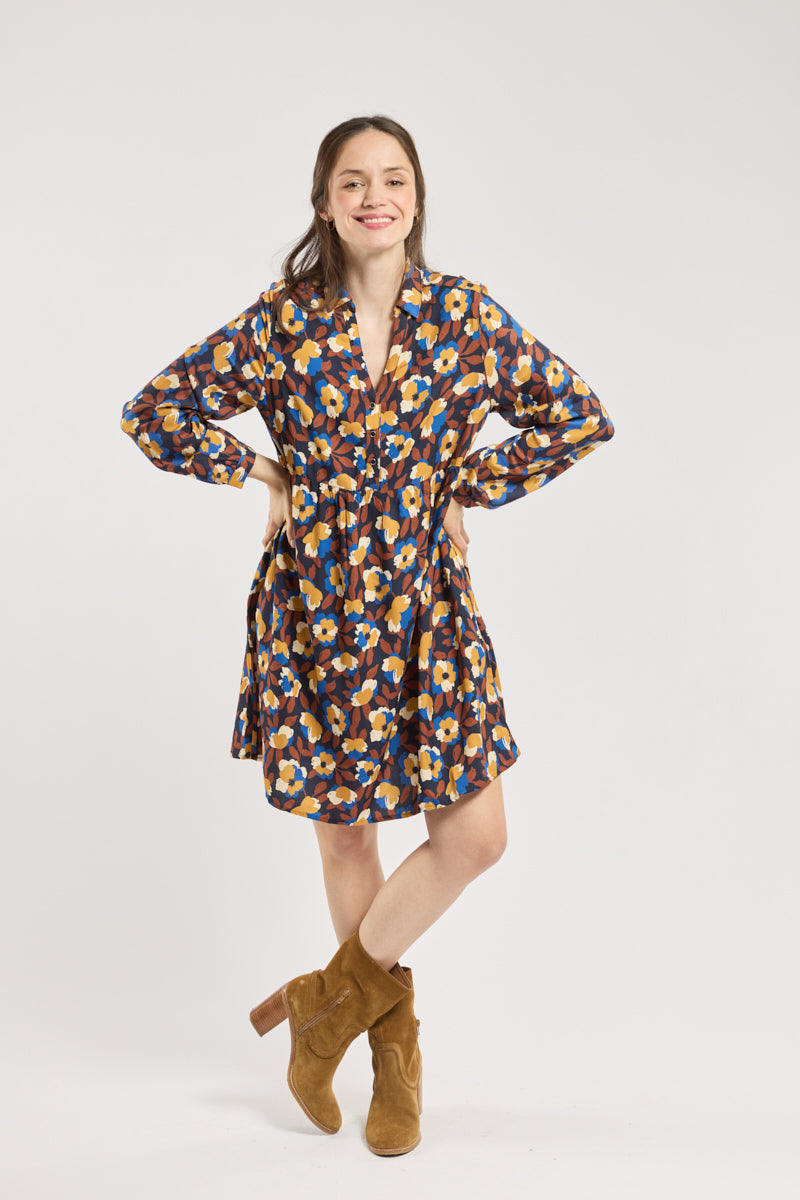 armor-lux-robe-fleurie-mi-longue-col-chemise-100-viscose image 3