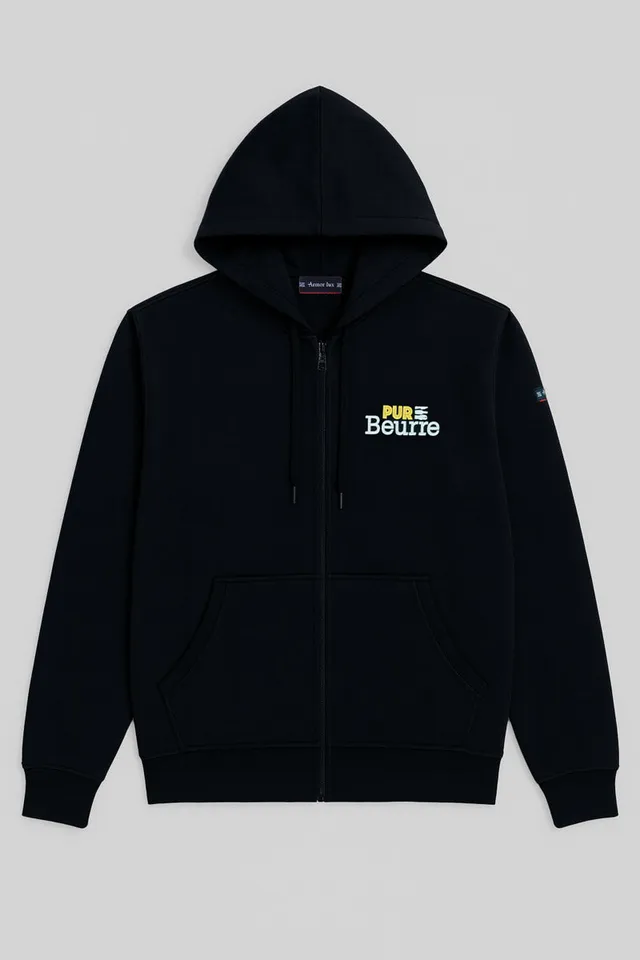 armor-lux-sweat-zipp-mixte-pur-beurre-capuche-poches image 1