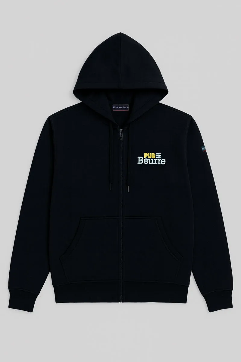 armor-lux-sweat-zipp-mixte-pur-beurre-capuche-poches image 1