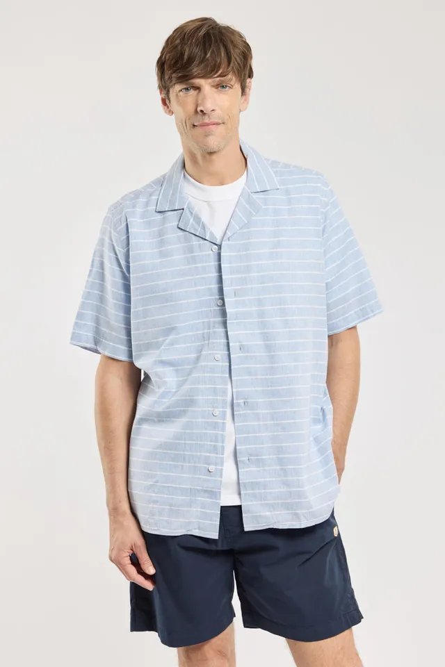 armor-lux-h-ritage-chemise-homme-ray-e-manches-courtes-coton-lin image 1