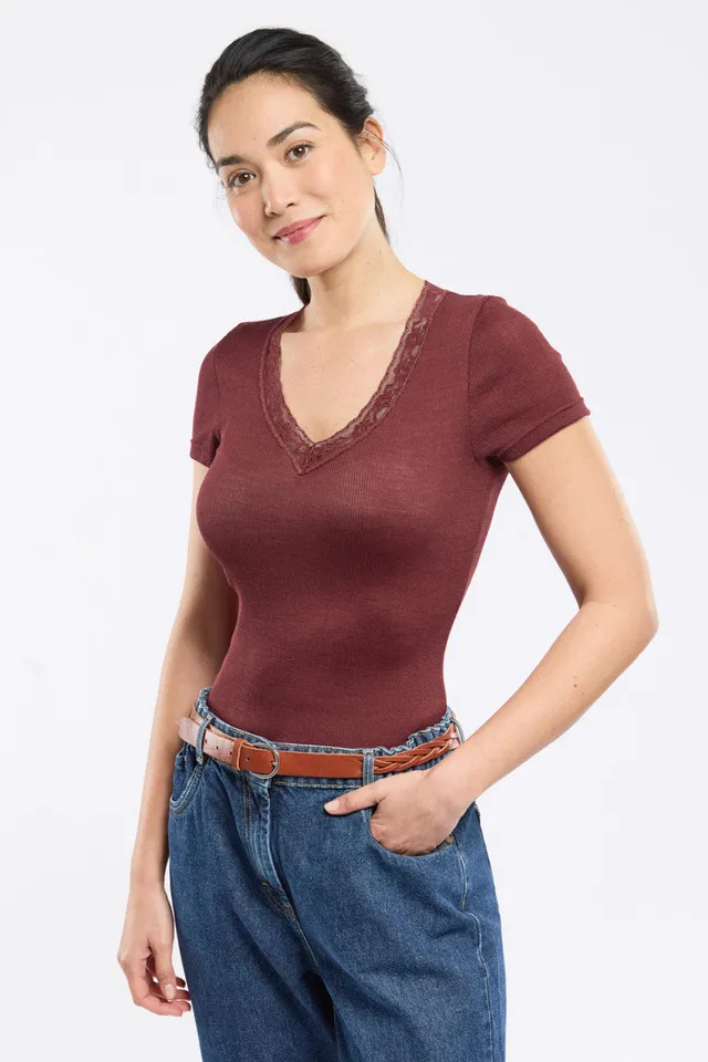 armor-lux-t-shirt-col-dentelle-femme-laine-et-soie image 1