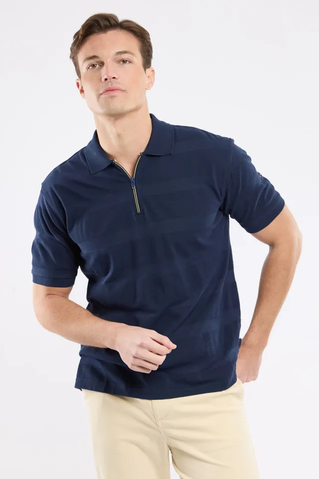 armor-lux-polo-homme-col-zipp-coton-piqu-rayures-ton-sur-ton image 1