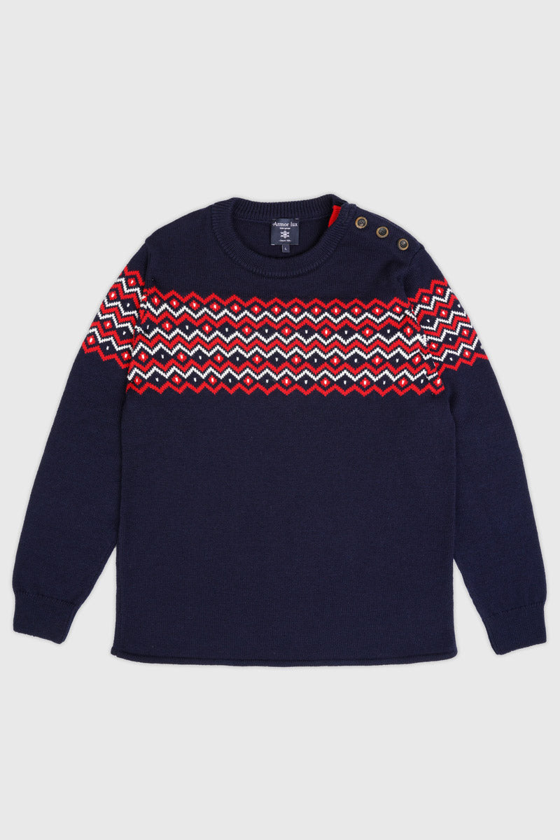 armor-lux-pull-de-no-l-homme-jacquard-marin-coudi-res-homard image 4