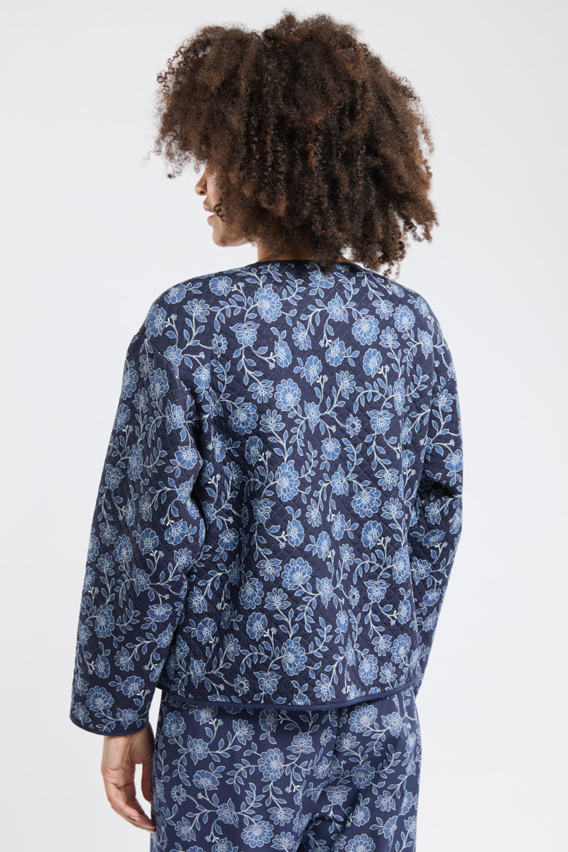 armor-lux-veste-matelass-e-homewear-femme-coton-fleurs-bleues image 6