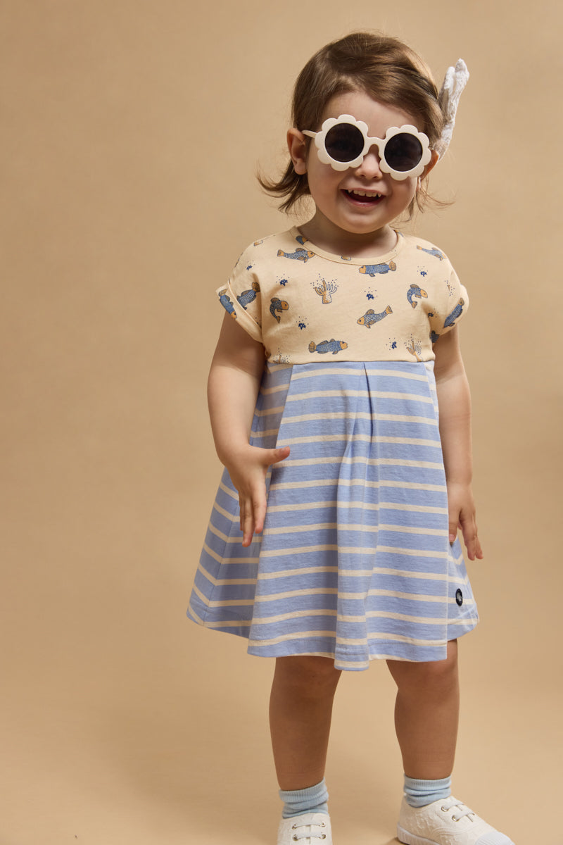 armor-lux-robe-baby-manches-courtes-coton-imprim-vie-marine image 1