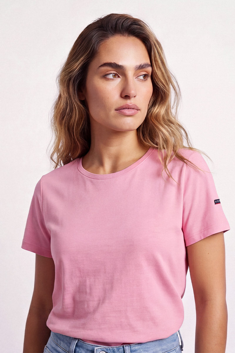 armor-lux-t-shirt-uni-femme-col-rond-coton-flamm-131g-m image 2