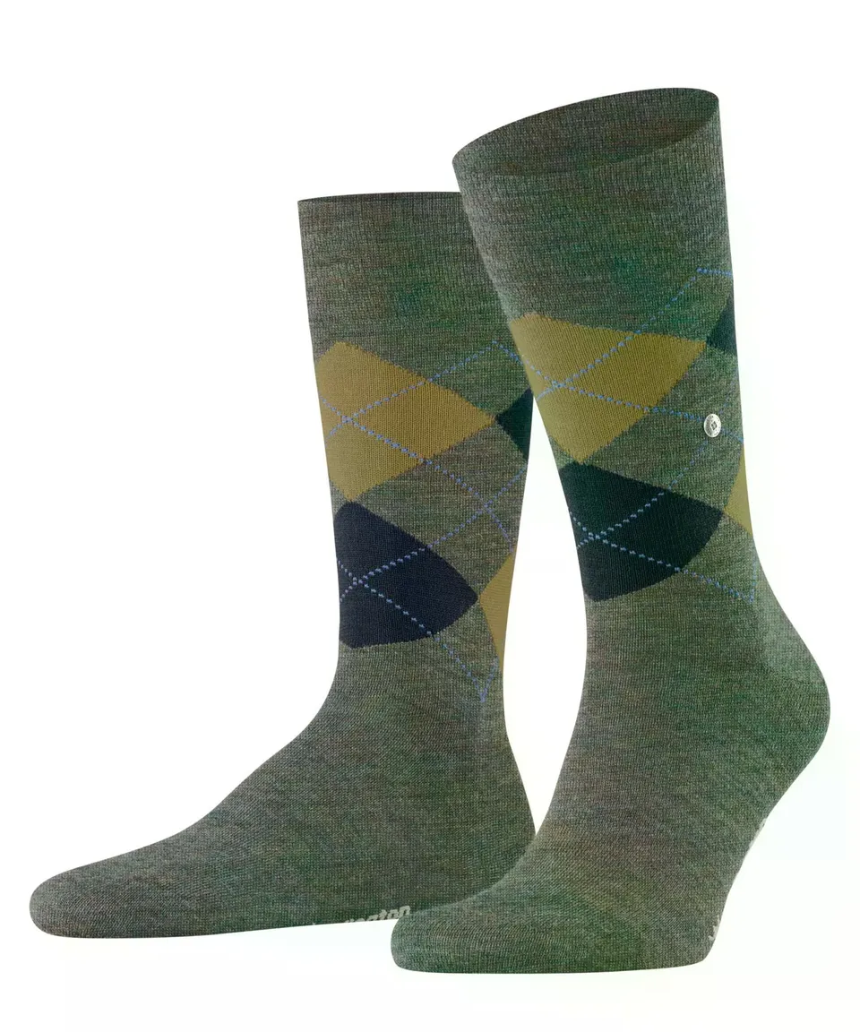 burlington-edinburgh-m-lange-chaussettes-homme-laine-vierge-argyle-vert-turquois image 1