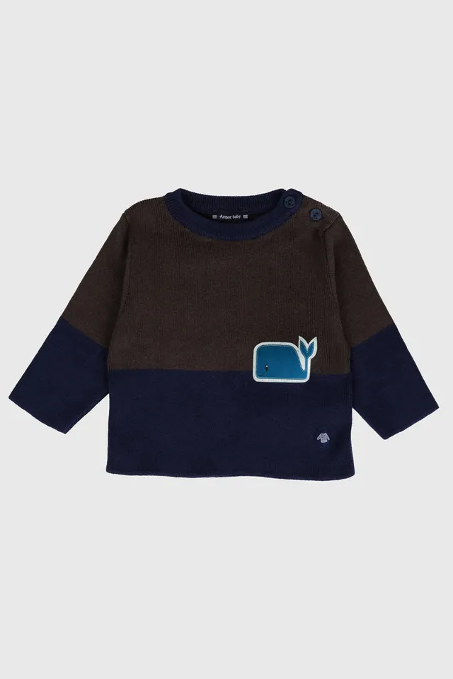 armor-lux-pull-marin-baby-coton-et-laine-badge-baleine image 1