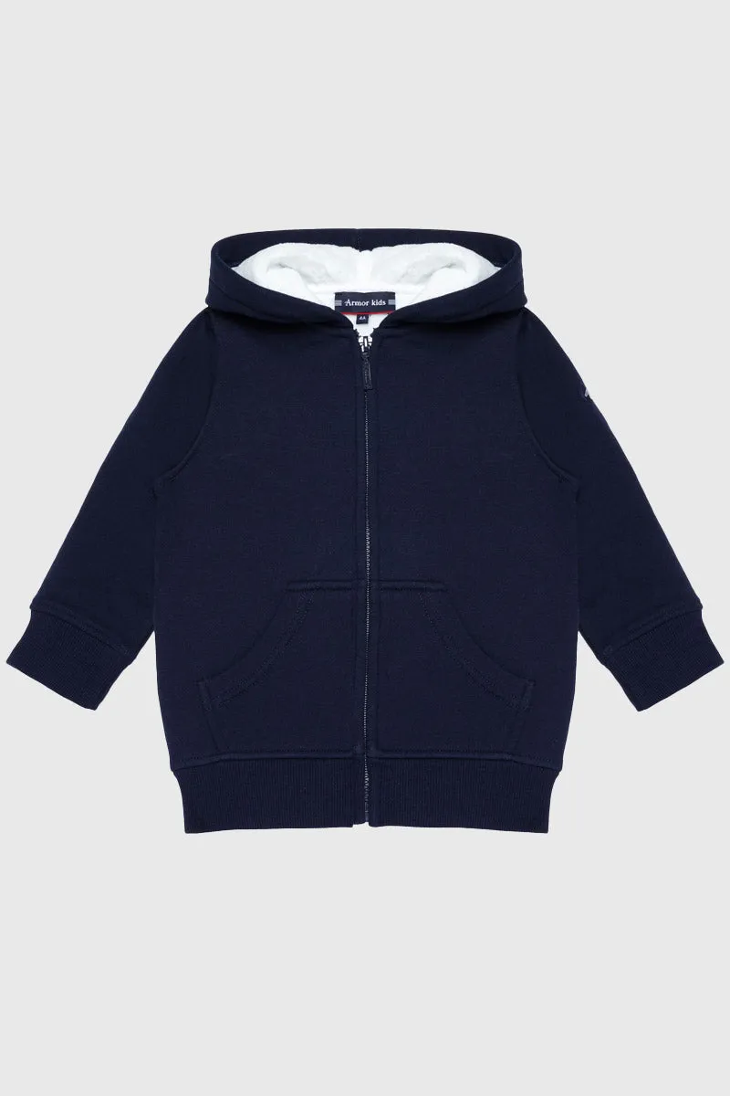 armor-lux-sweat-capuche-kids-coton-zipp-doublure-douce image 1