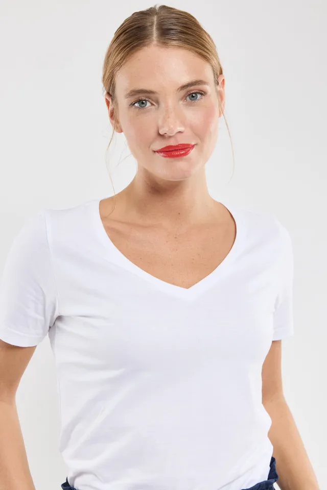 armor-lux-t-shirt-col-v-femme-coton-l-ger image 1