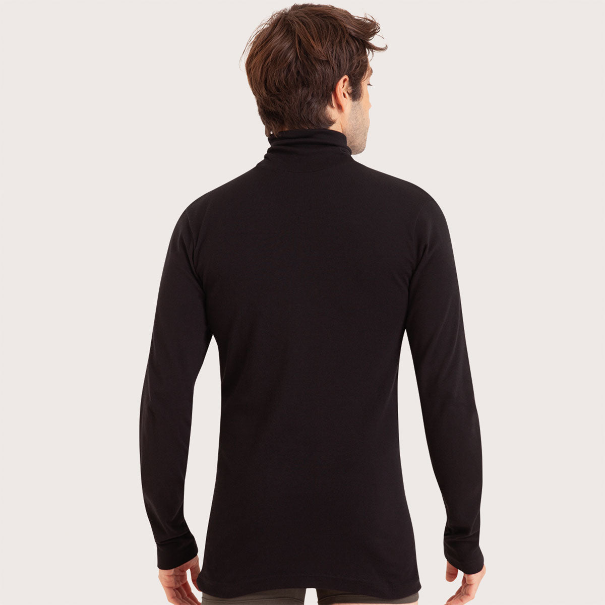 eminence-tee-shirt-col-roul-manches-longues-homme-pur-coton-noir image 2
