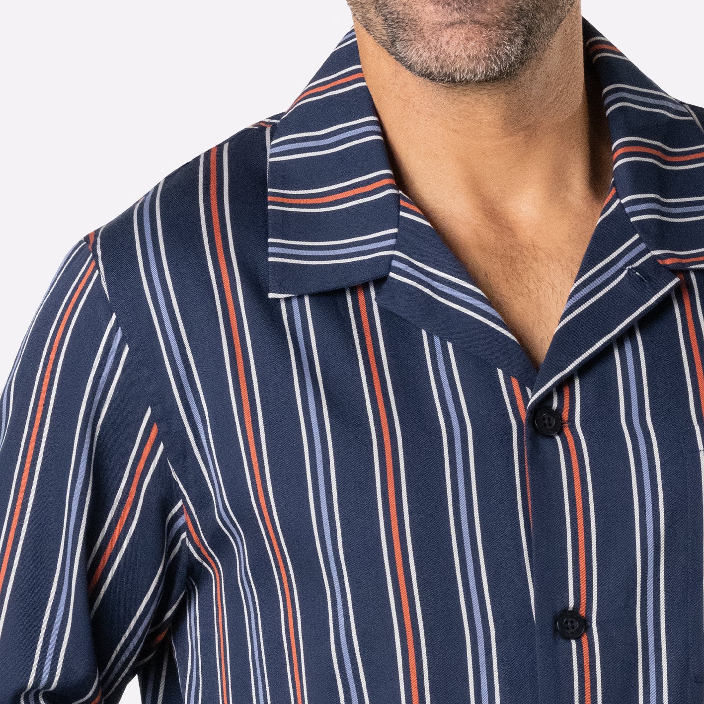 eminence-pyjama-long-ouvert-homme-popeline-lu10-marine-blanc-orange image 2