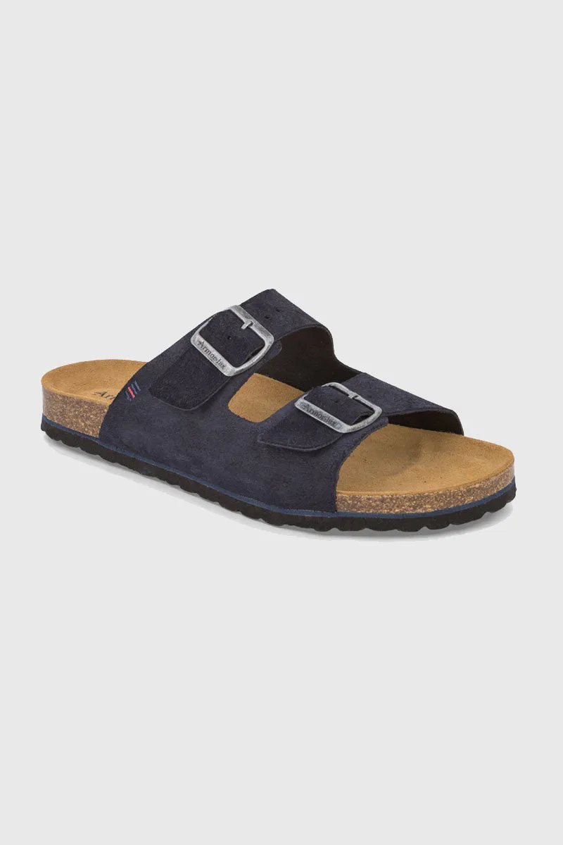 armor-lux-mules-deux-brides-zef-homme-cuir-marine image 1