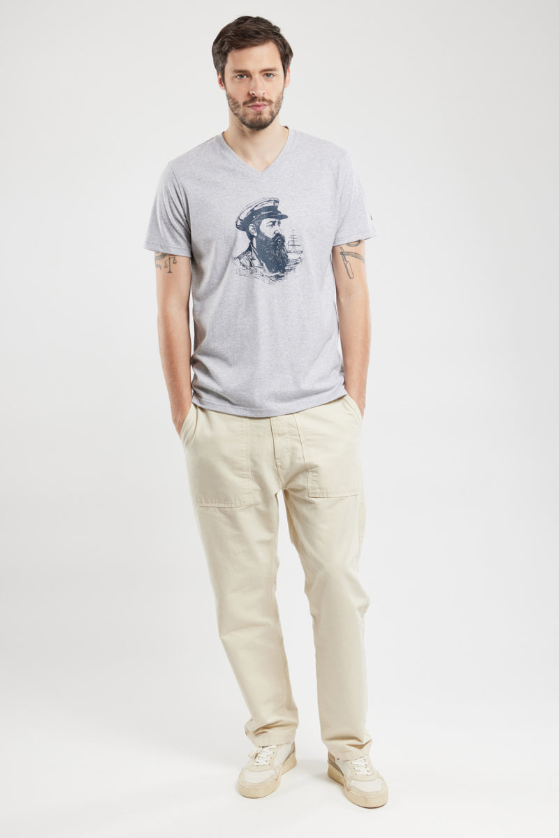 armor-lux-t-shirt-marin-homme-coton-l-ger-col-v image 2