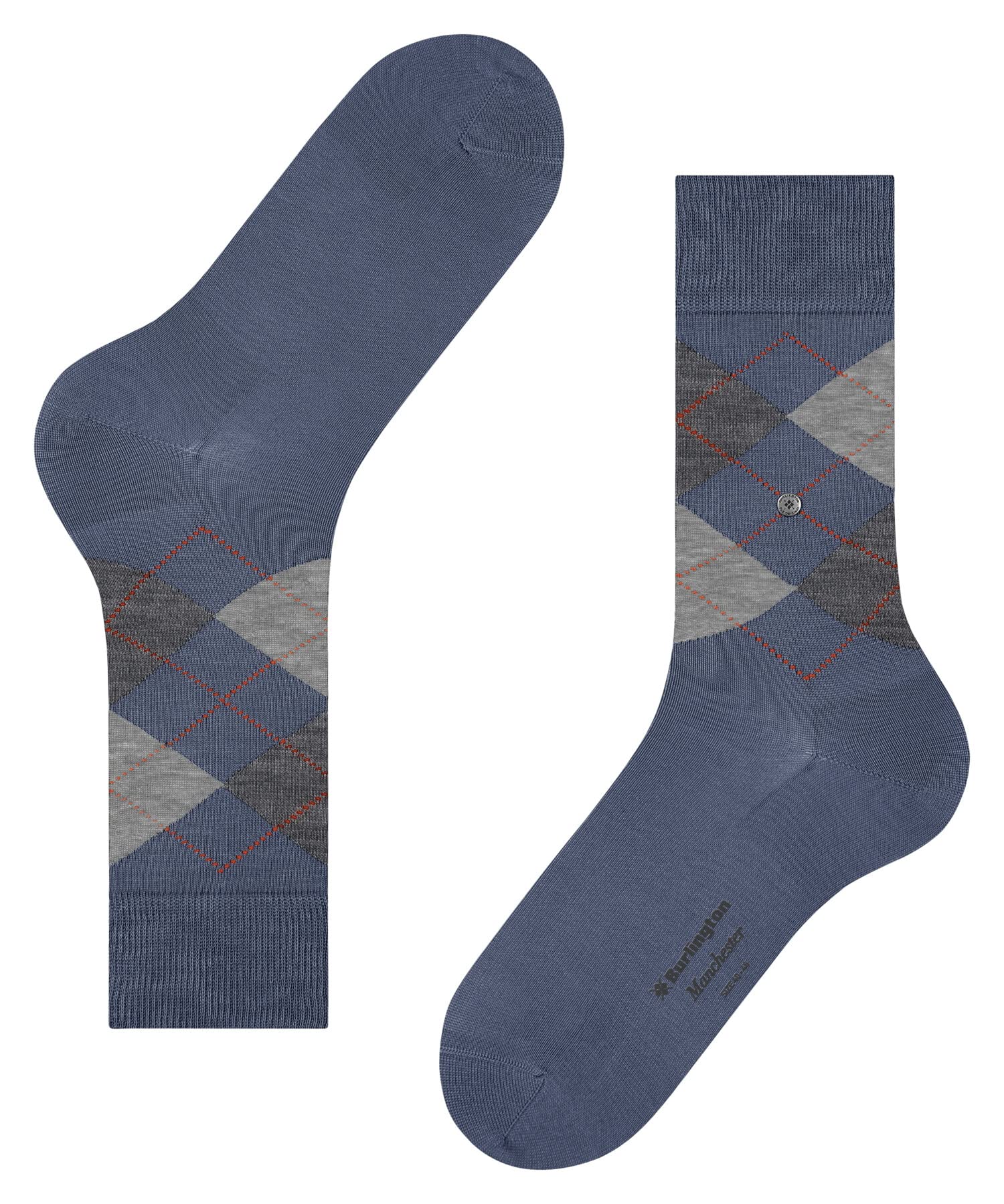 burlington-manchester-chaussettes-homme-coton-losanges-bleu-jeans-40-46 image 7