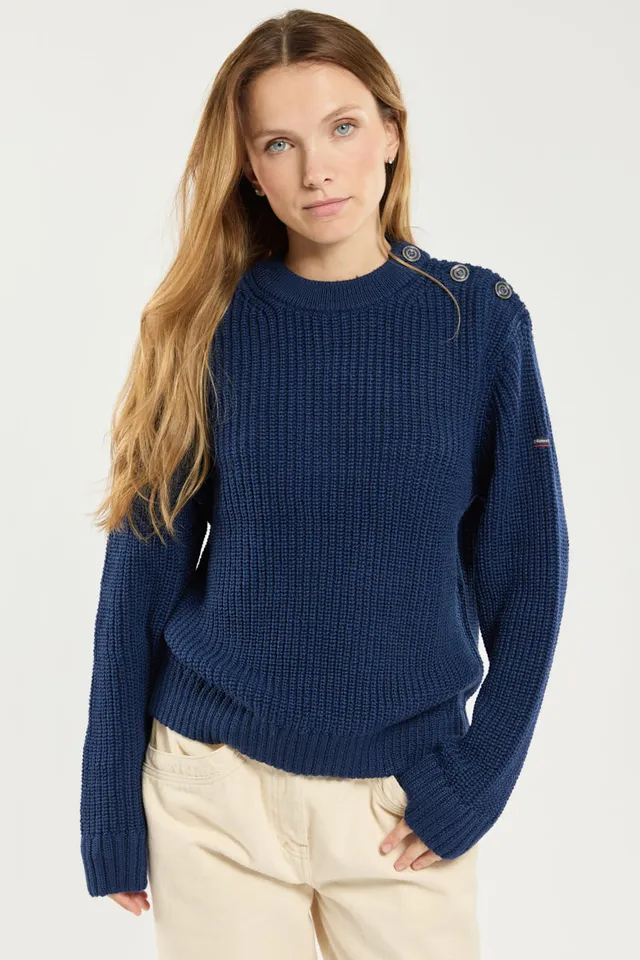 armor-lux-pull-femme-uni-laine-col-chemin-e image 1