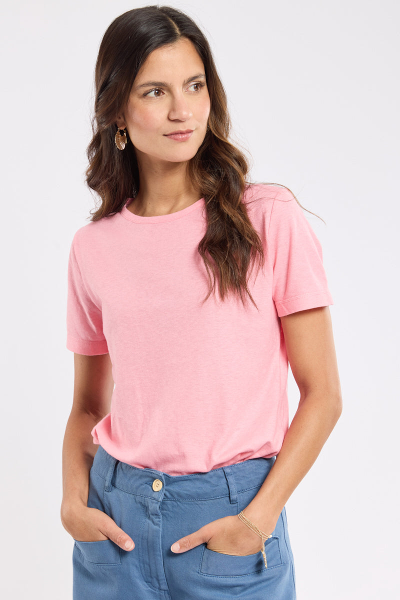 armor-lux-t-shirt-uni-h-ritage-femme-coton-et-lin-70-30 image 1