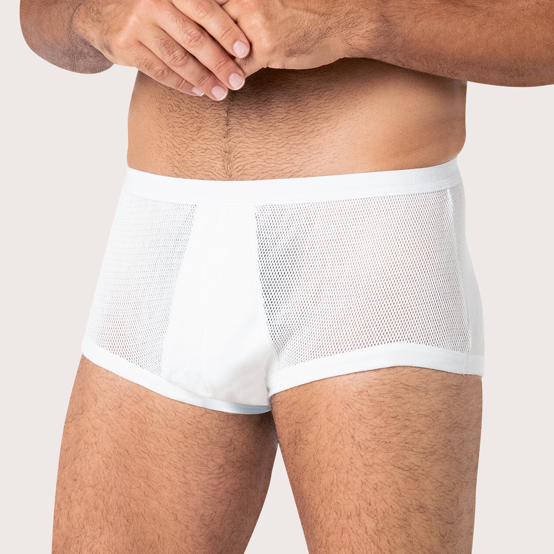 eminence-pur-coton-slip-taille-haute-ouvert-maille-a-r-e-blanc-homme image 3