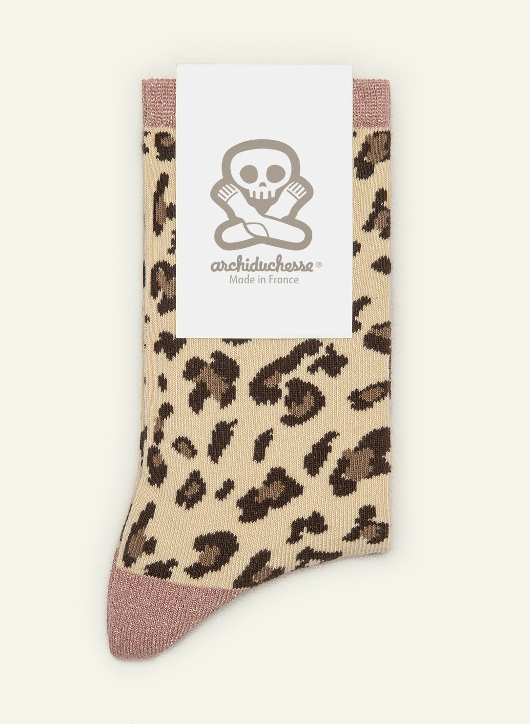 archiduchesse-chaussettes-fantaisie-l-opard-scintillante-rose image 3