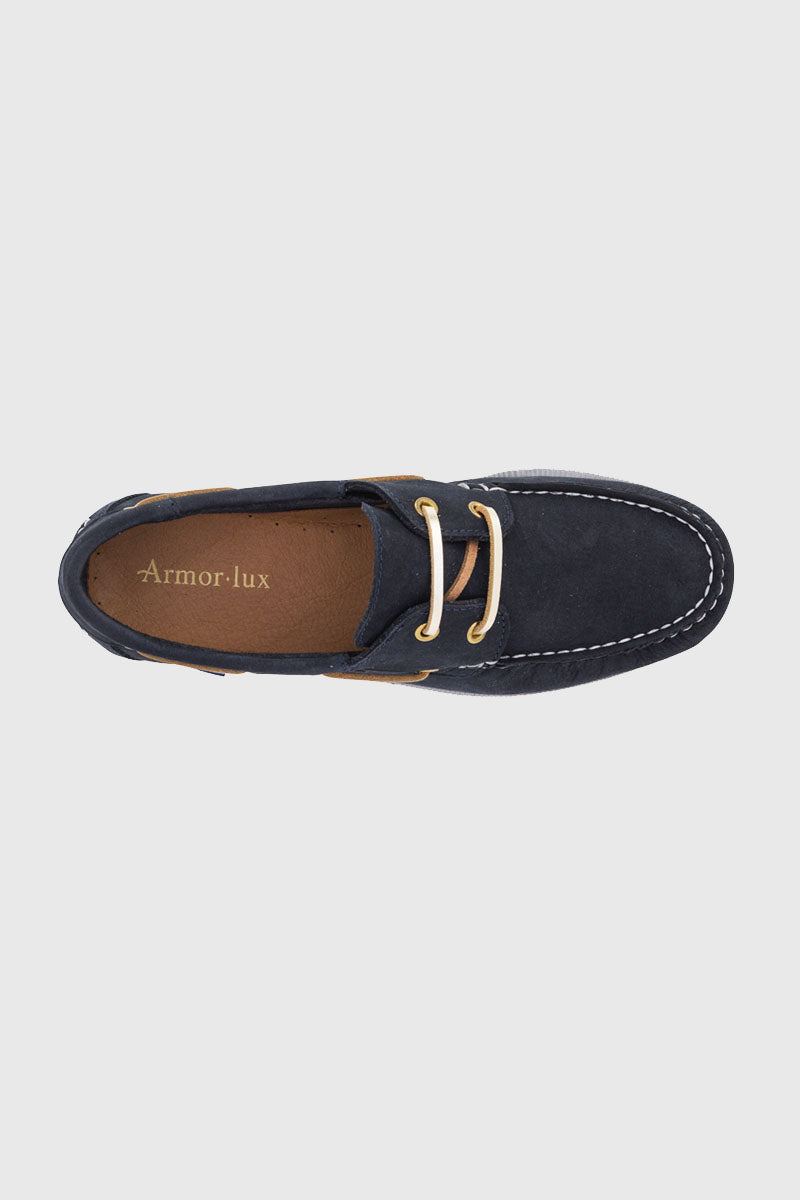 armor-lux-chaussures-bateau-frehel-homme-cuir-bleu-marine image 2