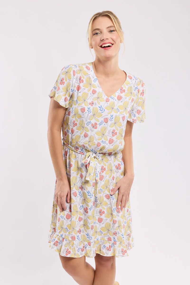 armor-lux-robe-courte-fleurie-cupro-viscose-ceinture-nouer image 1