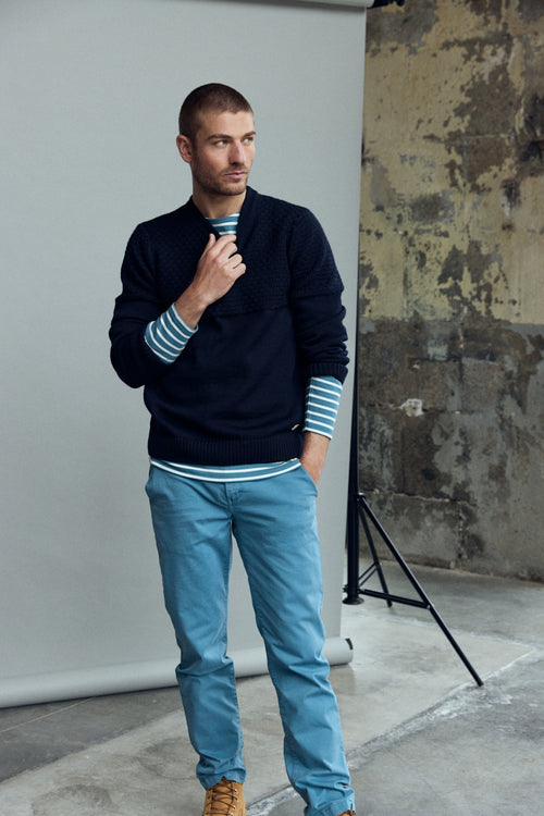 armor-lux-pull-homme-col-rond-maille-damier-laine-h-ritage image 5